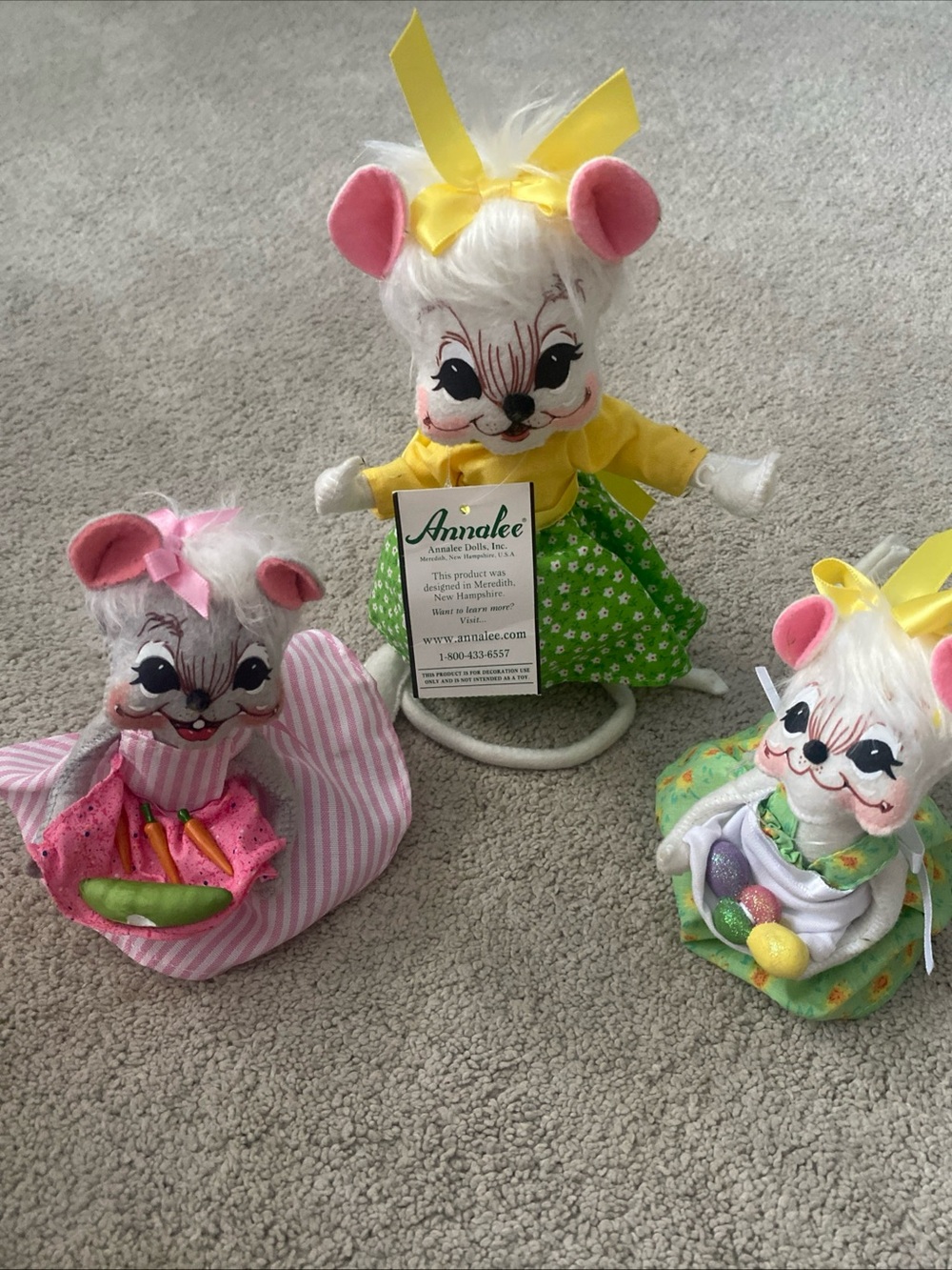 AnnaLee Dolls Mice Mouse Spring Easter Themed Lot Of 3